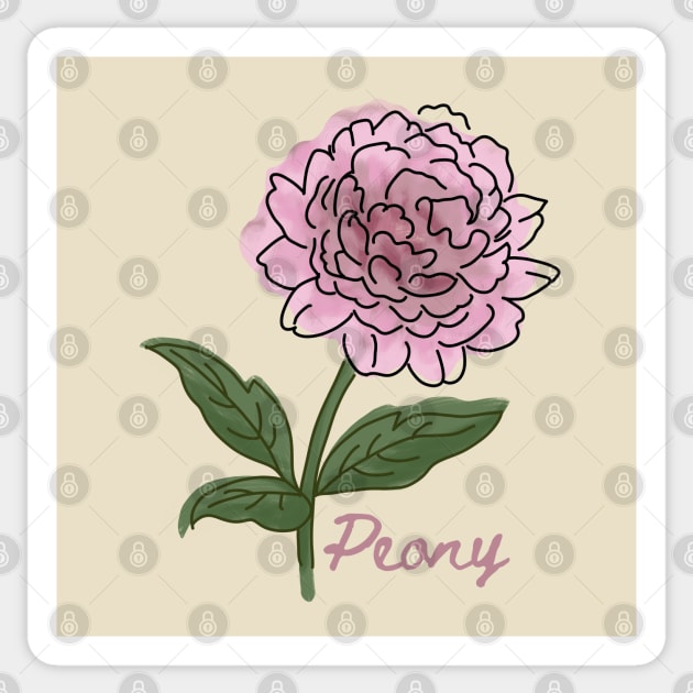 Peony Sticker by Slightly Unhinged